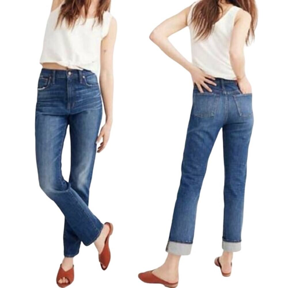 Madewell The High Rise Slim Boy Jeans 5-Pocket Whisker Detail Medium Wash 24" P